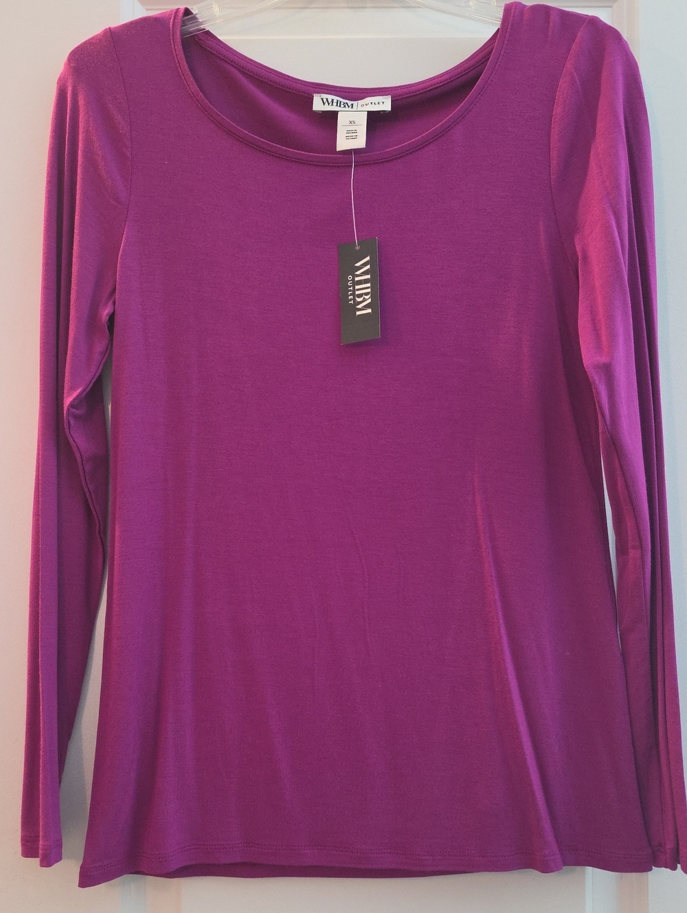 White House Black Market Long Sleeve Scoop Neck Top/ TEE - Fuchsia